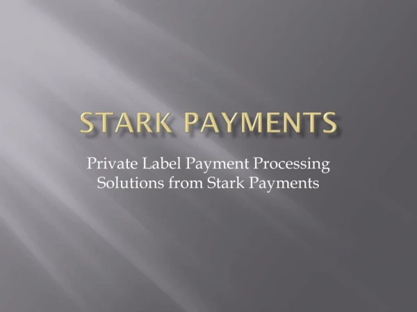 Private Label Payment Processing Solutions from Stark Payments