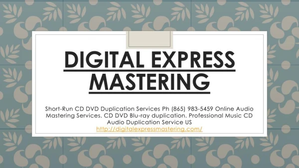 CD/DVD Duplication Services