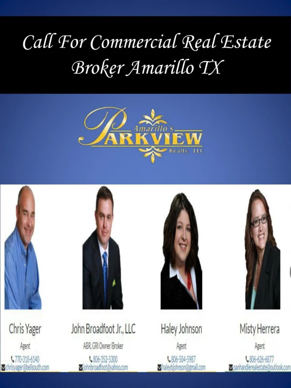 Call For Commercial Real Estate Broker Amarillo TX