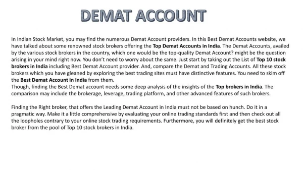 demat account information