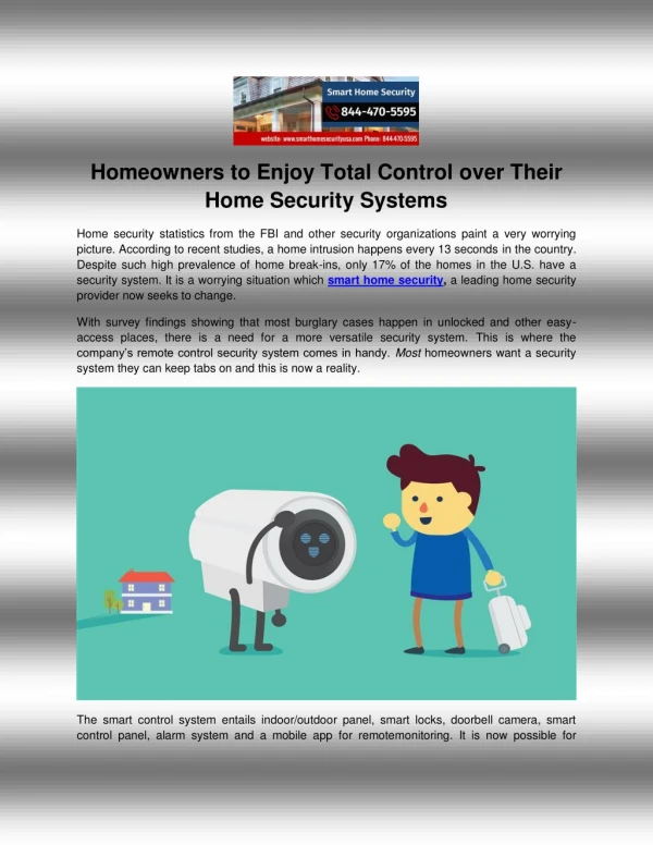 Homeowners to Enjoy Total Control over Their Home Security Systems