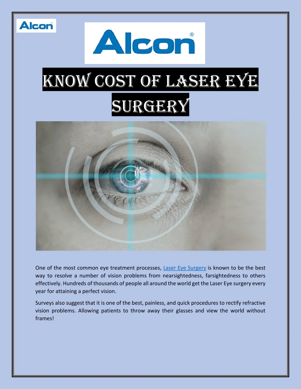 know cost of laser eye surgery