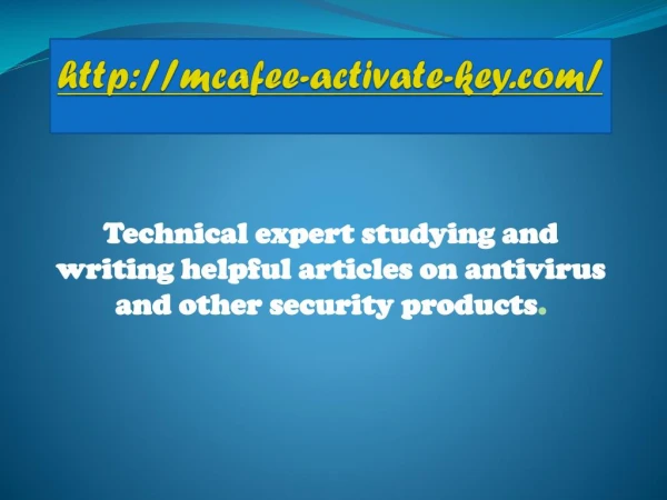 Easy to Download, Install and Use McAfee Activation Key
