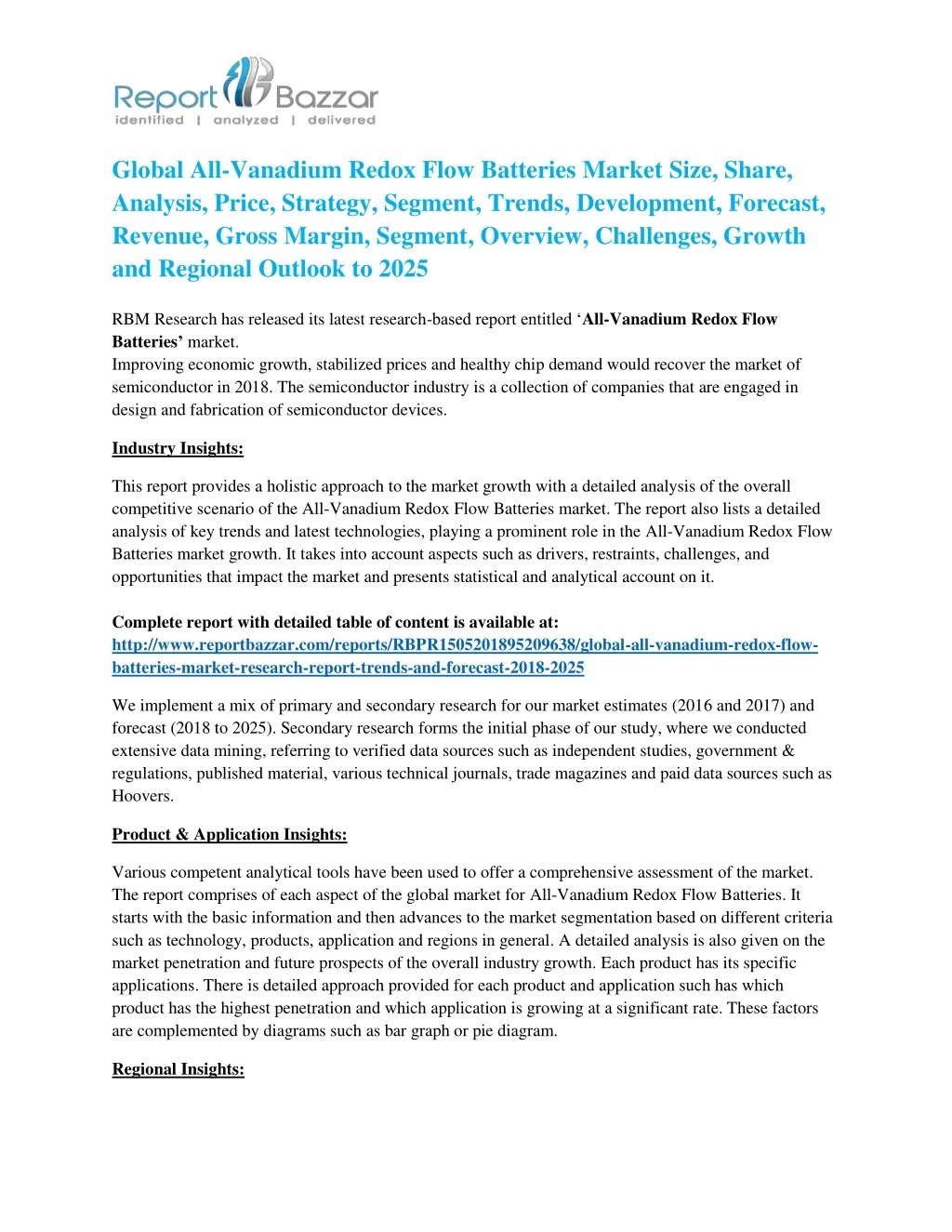 global all vanadium redox flow batteries market