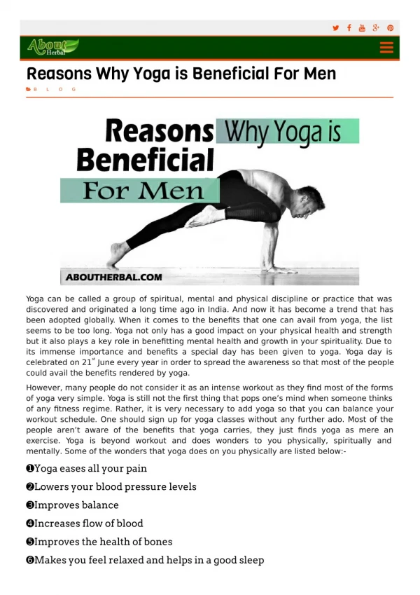 Yoga benefits for men