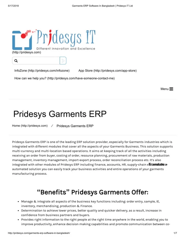 Garments ERP Software In Bangladesh | Pridesys IT Ltd