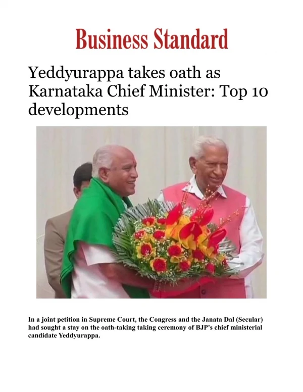 Yeddyurappa takes oath as Karnataka Chief Minister: Top 10 developments 