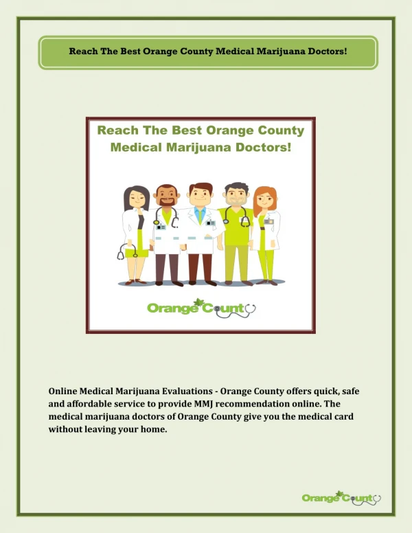 Reach The Best Orange County Medical Marijuana Doctors!