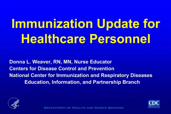 Immunization Update for Healthcare Personnel