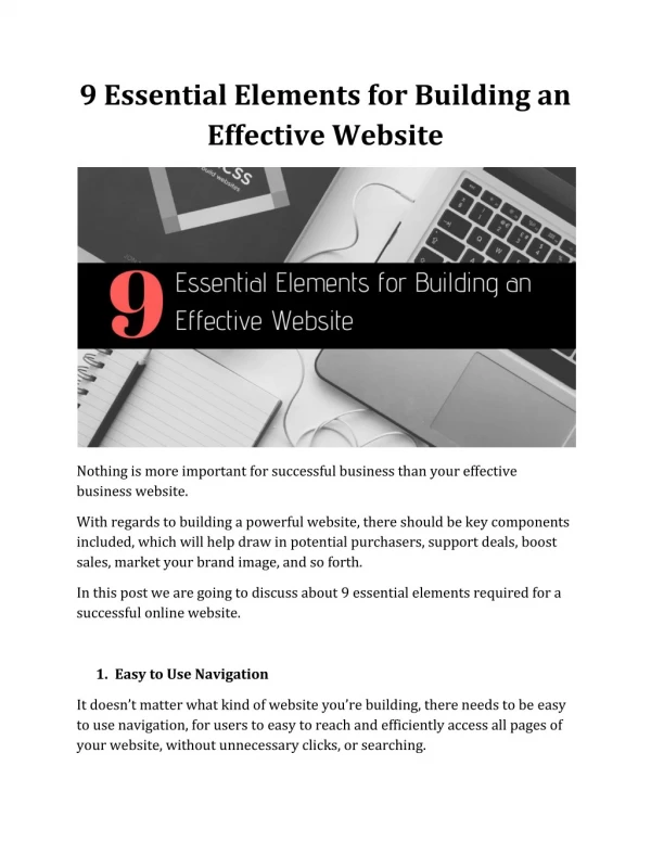 9 Essential Elements for Building an Effective Website