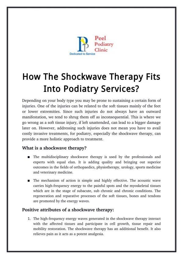 How The Shockwave Therapy Fits Into Podiatry Services?