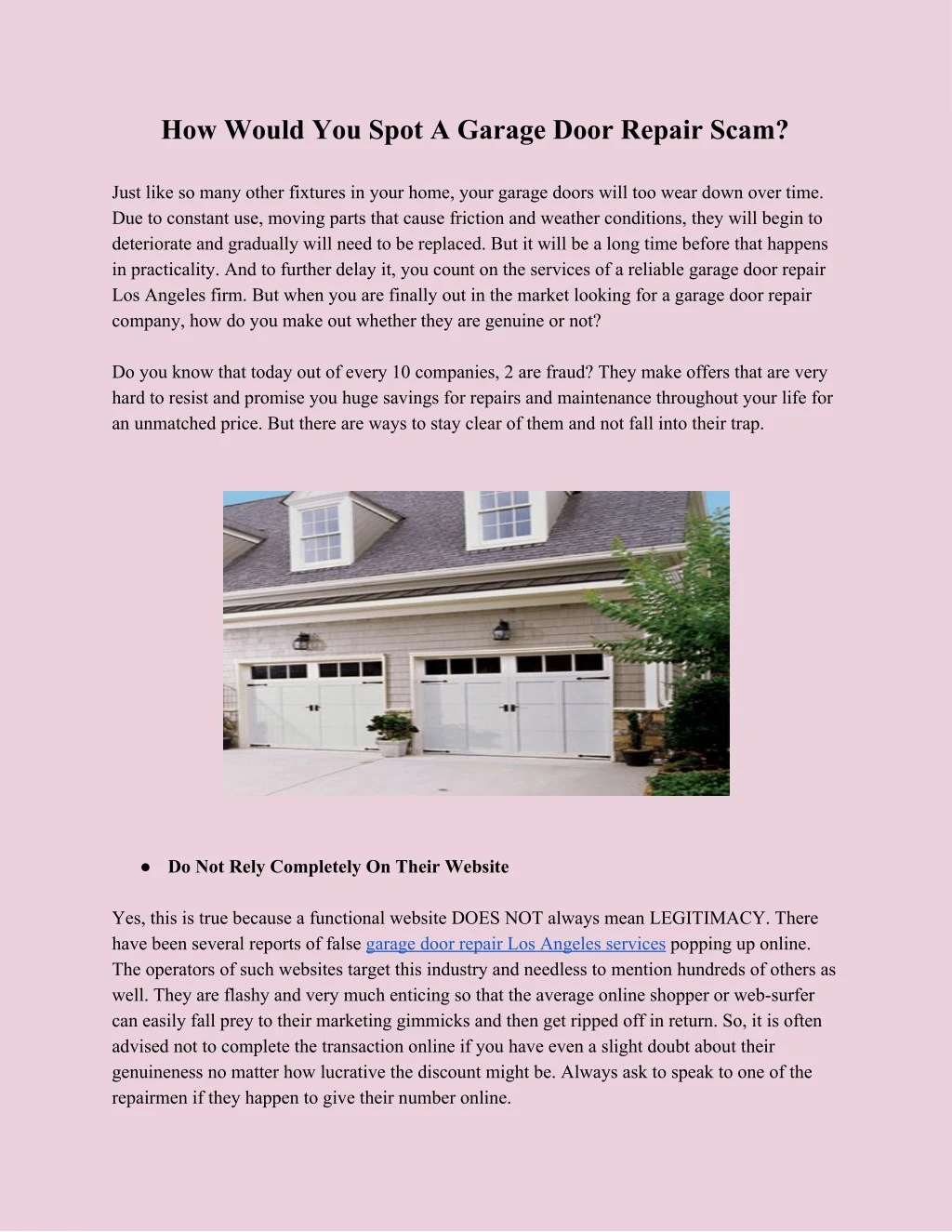 how would you spot a garage door repair scam