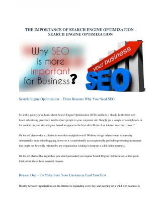 Search Engine Optimization - Importance Of Search Engine Optimization - slide 1