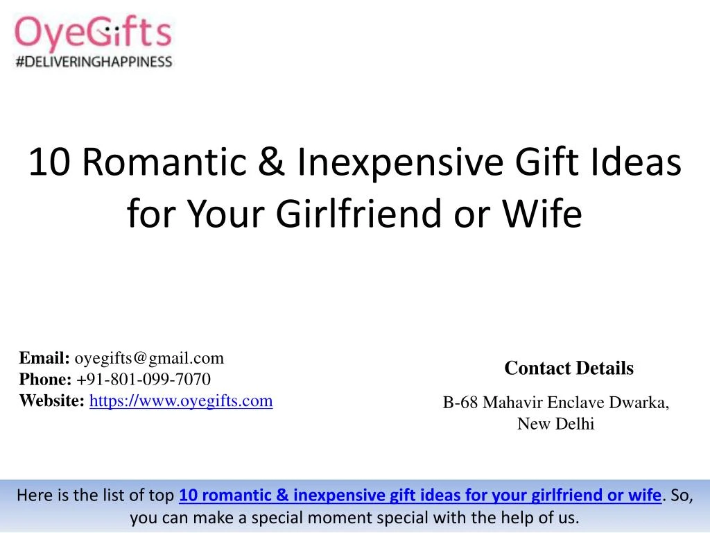 10 romantic inexpensive gift ideas for your girlfriend or wife