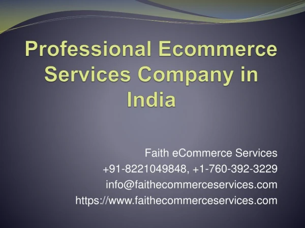 Professional Ecommerce Services Company in India