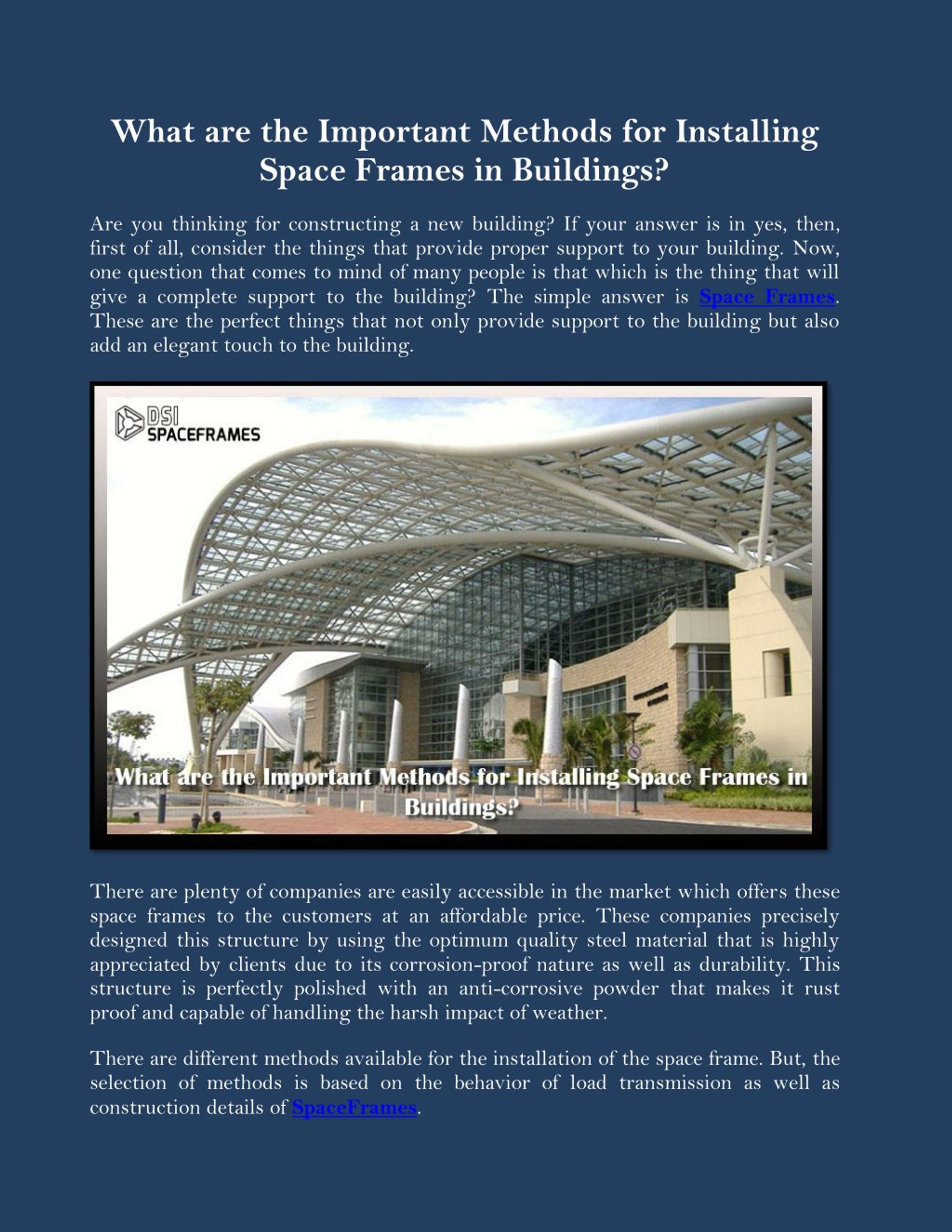 PPT - What are the Important Methods for Installing Space Frames in ...