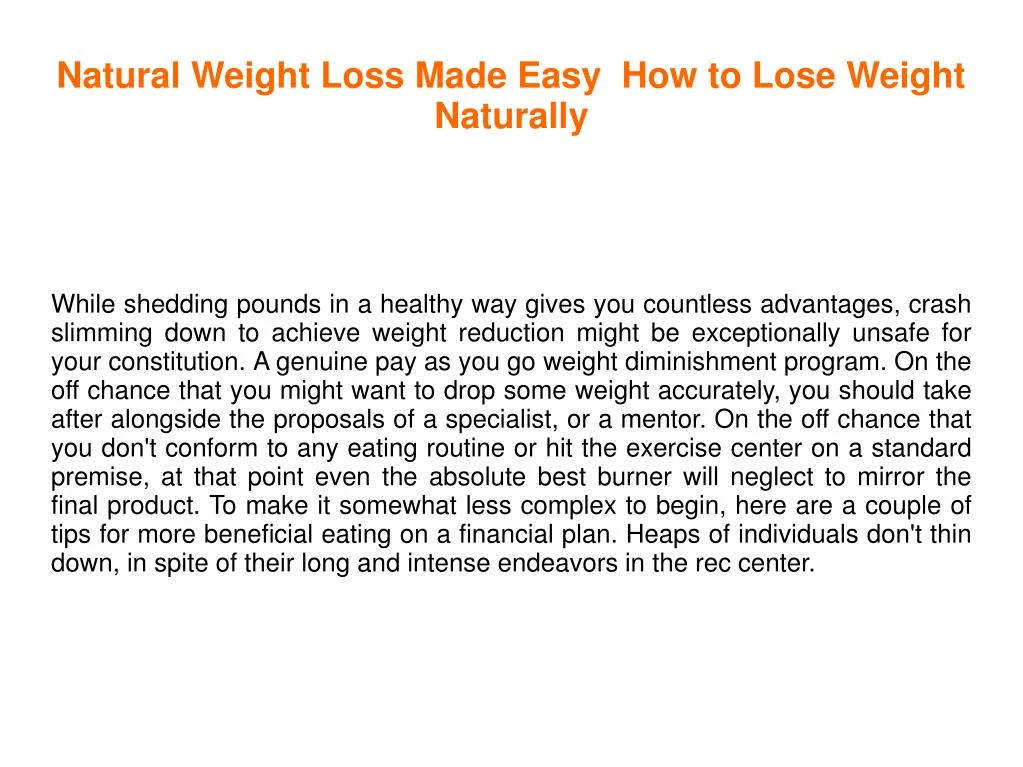 natural weight loss made easy how to lose weight naturally