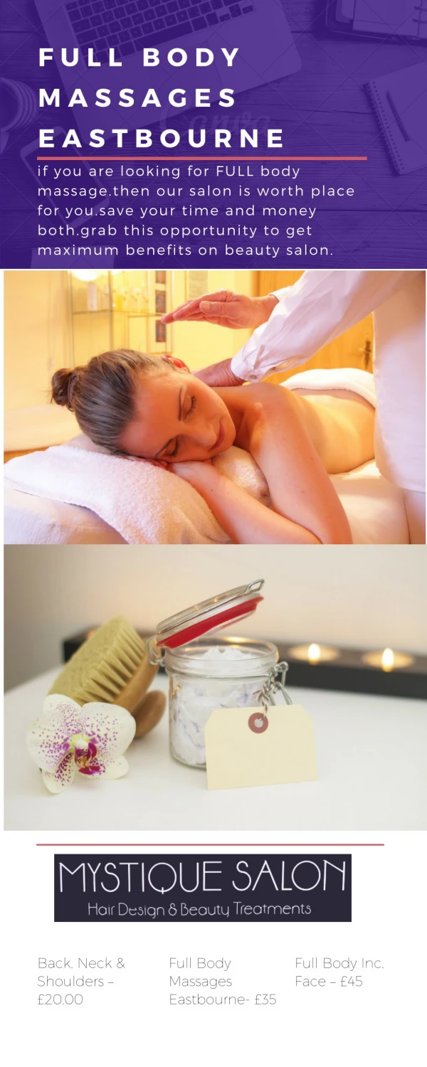 Body Massage /Full Body Massages Eastbourne-Mystique Salon