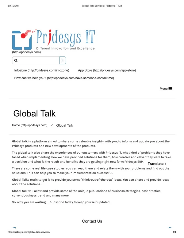 Global Talk Services | Pridesys IT Ltd