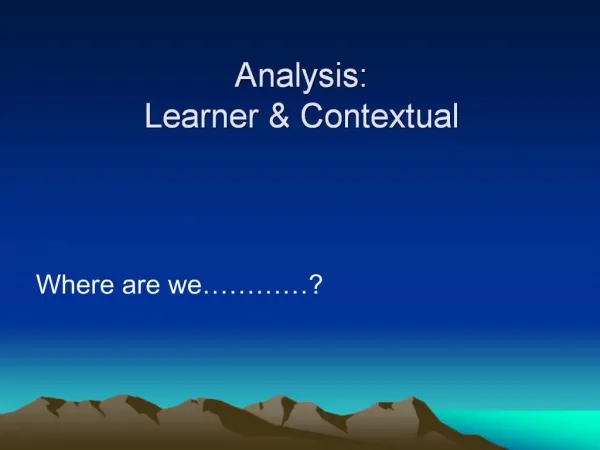 Analysis: Learner Contextual