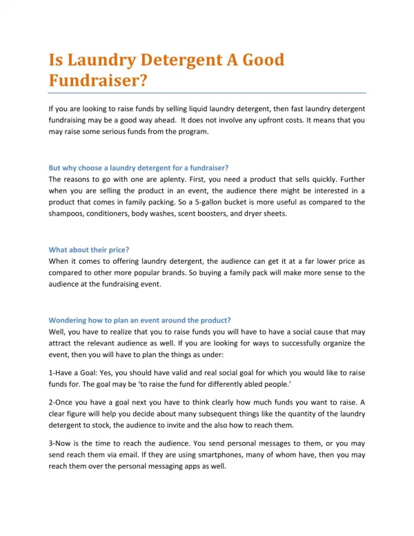 Is Laundry Detergent A Good Fundraiser?