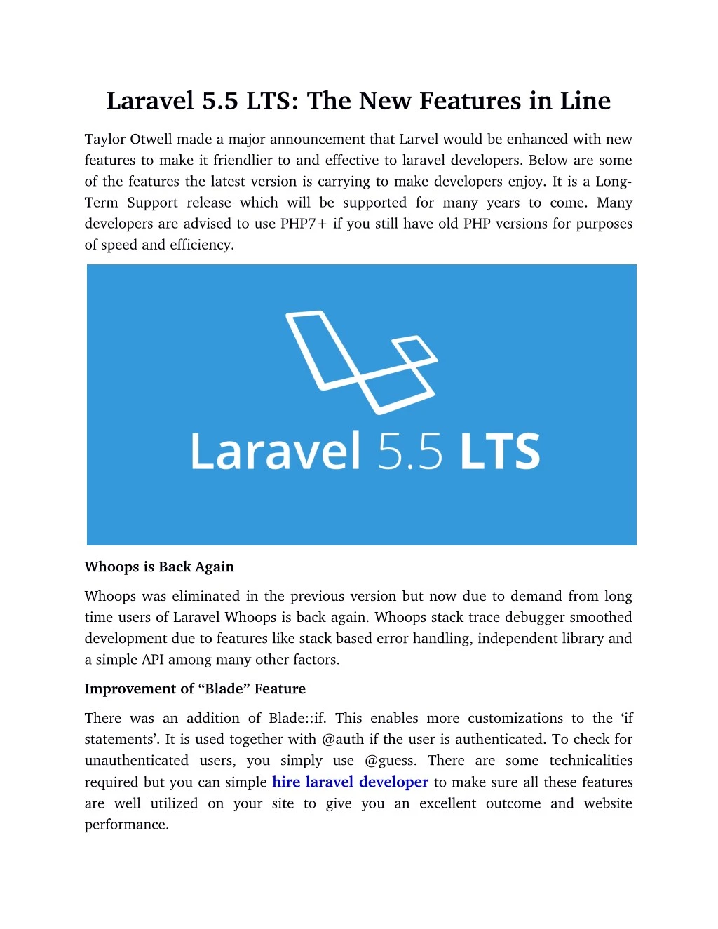 laravel 5 5 lts the new features in line