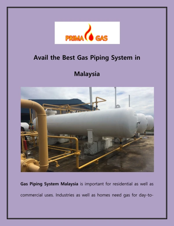 Avail the Best Gas Piping System in Malaysia