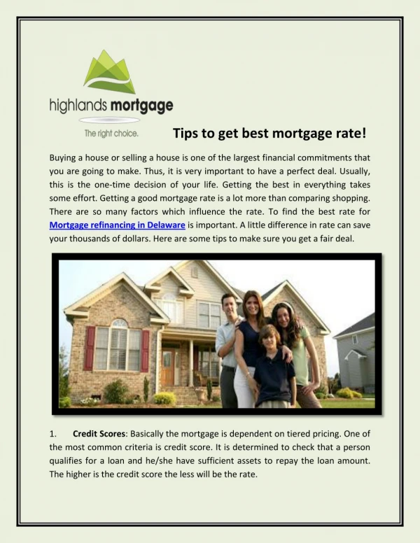 Tips to get best mortgage rate!