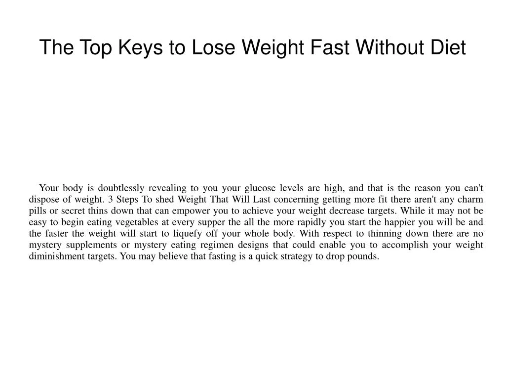 the top keys to lose weight fast without diet