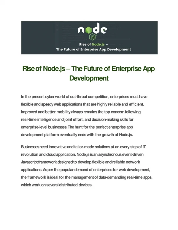 Rise of Node.js â€“ The Future of Enterprise App Development