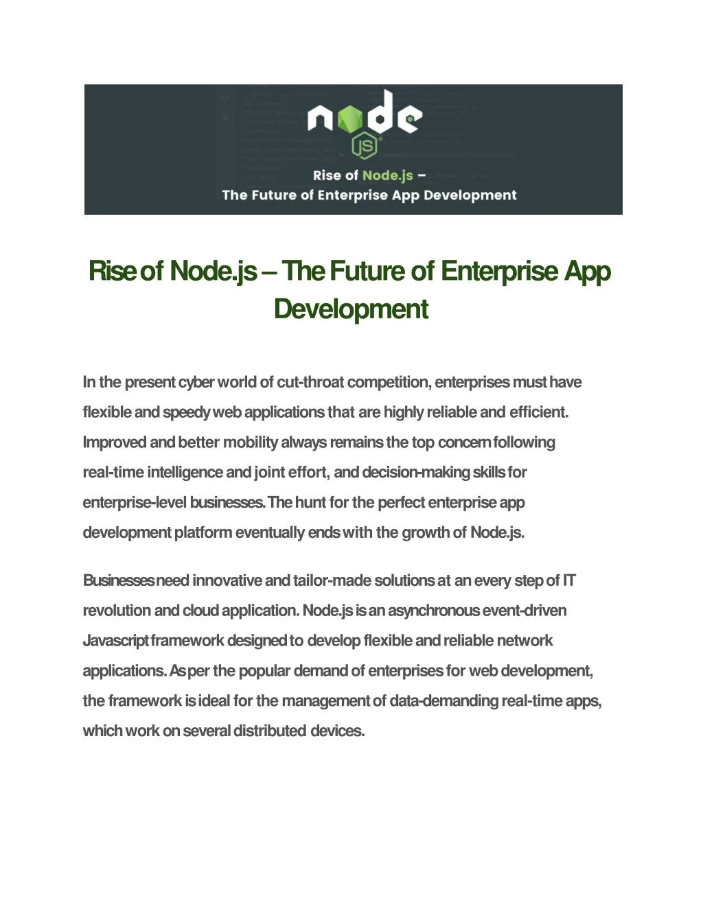 rise of node js the future of enterprise app development