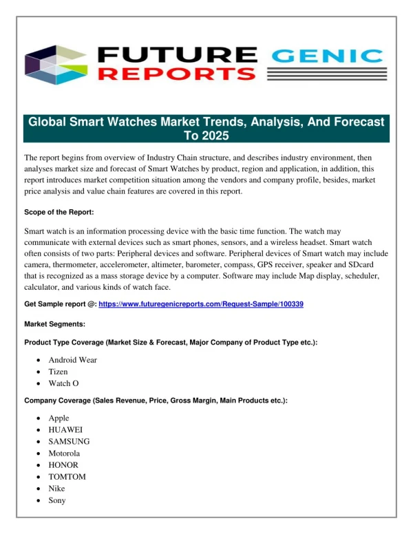 Smart Watches Market: Drivers is Responsible to for Increasing Market Share, Forecast 2023