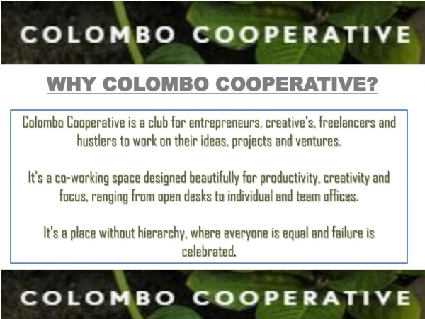 Affordable Co-Working Space in Sri Lanka – Colombo Cooperative