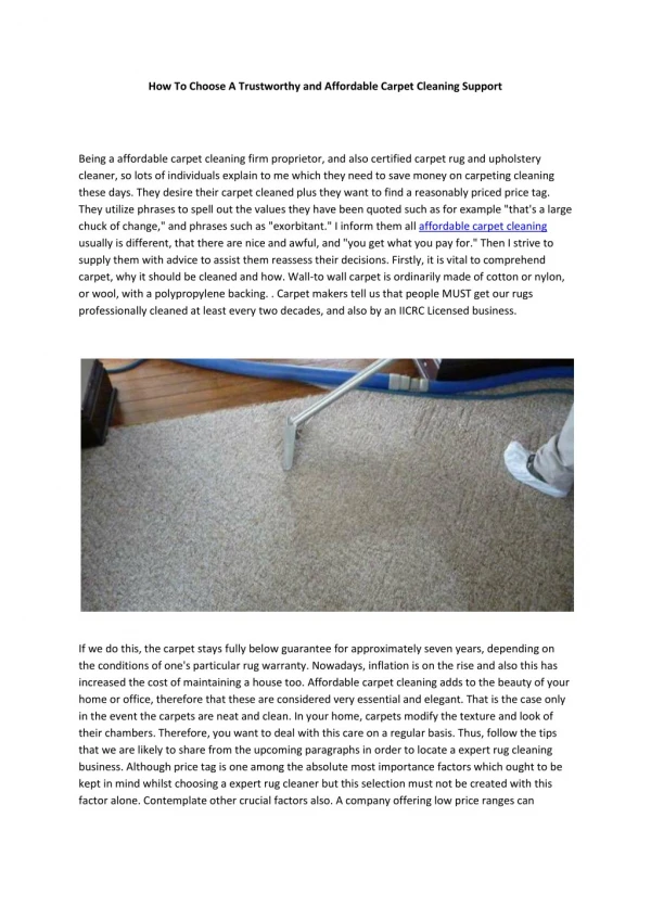 affordable carpet cleaning