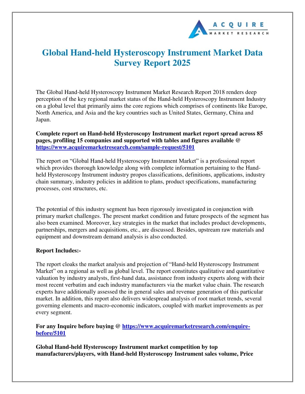global hand held hysteroscopy instrument market