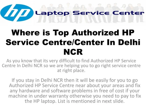 Where is Top Authorized HP Service Centre In Delhi NCR