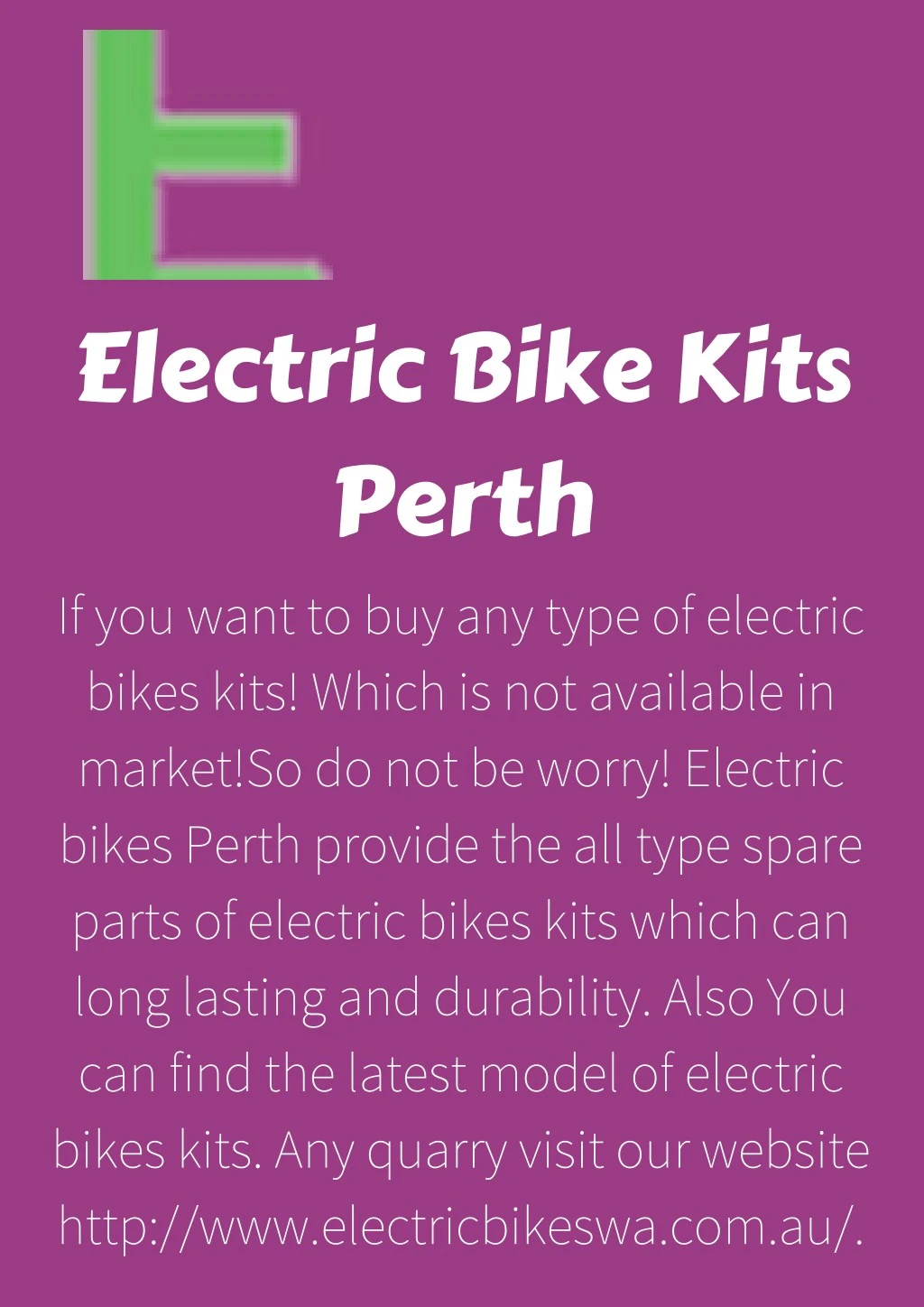 electric bike kits perth if you want