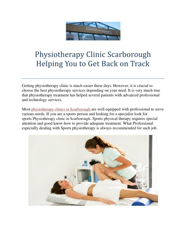 Best Physiotherapy Clinic Scarborough