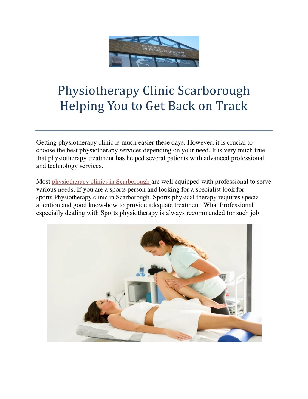 physiotherapy clinic scarborough helping