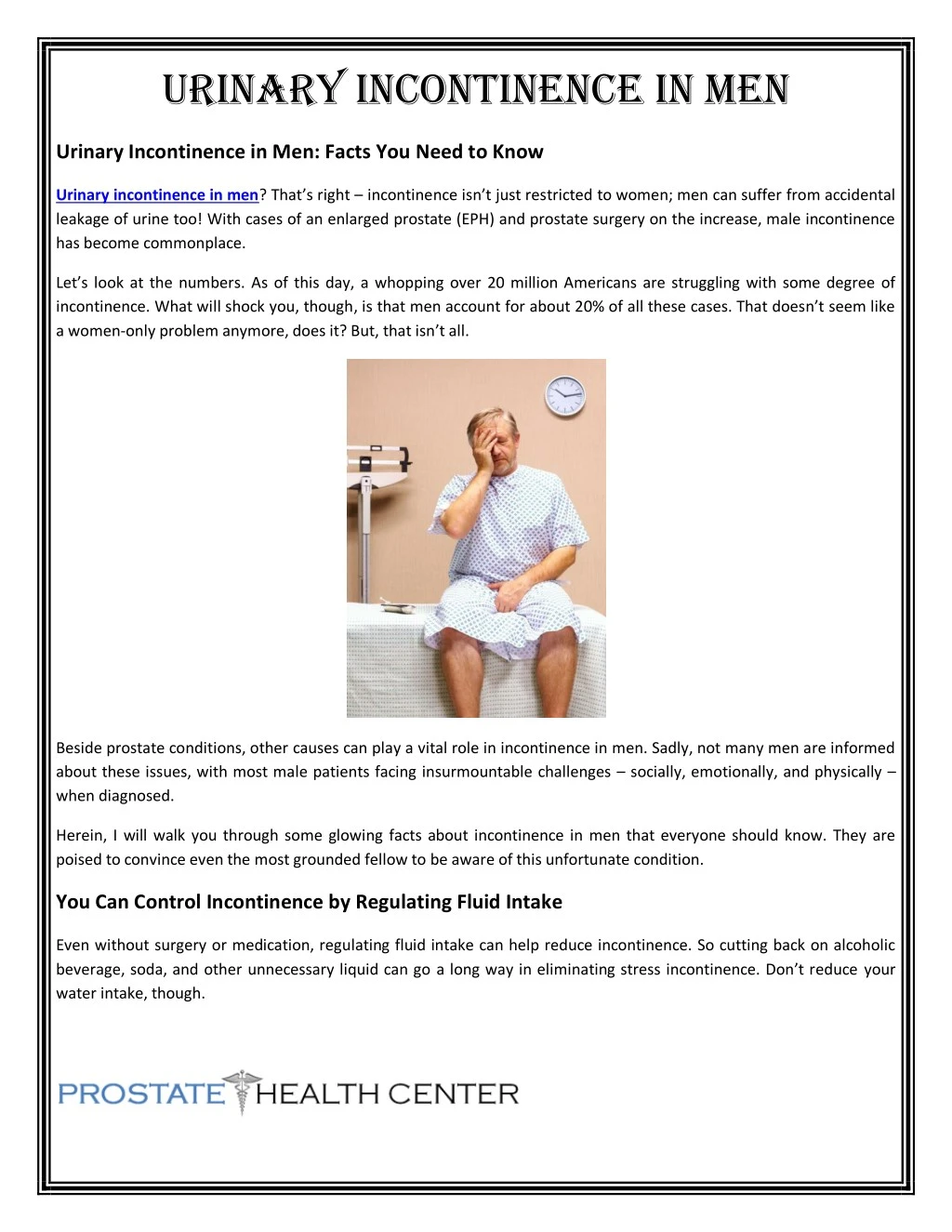 urinary incontinence in men