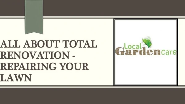 All About Total Renovation - Repairing Your Lawn