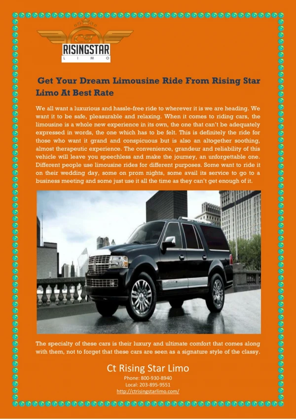 Get Your Dream Limousine Ride From Rising Star Limo At Best Rate