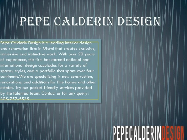 Residential& Commercial Interior Design Firm in NYC, NY | PepeCalderin Design