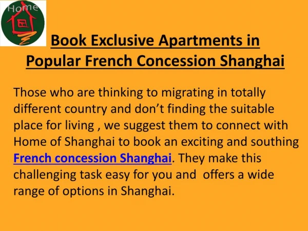 Book Exclusive Apartments in Popular French Concession Shanghai