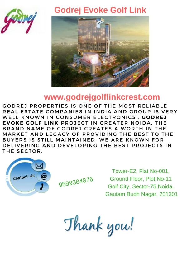 Godrej Evoke Golf Link Project In Greater Noida