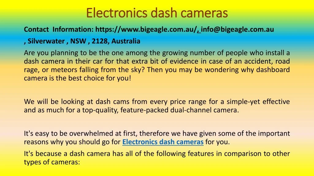 electronics dash cameras