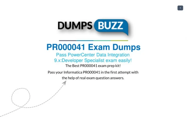 Informatica PR000041 Dumps sample questions for Quick Success