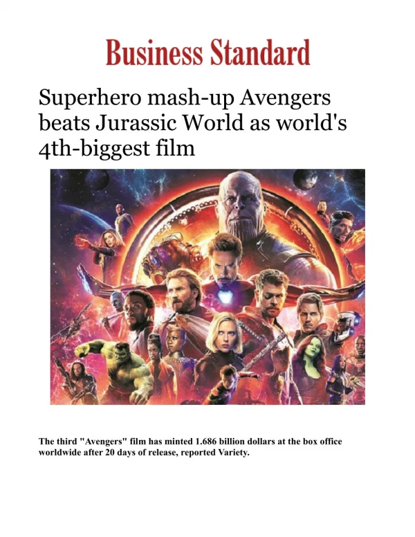 Superhero mash-up Avengers beats Jurassic World as world's 4th-biggest film 