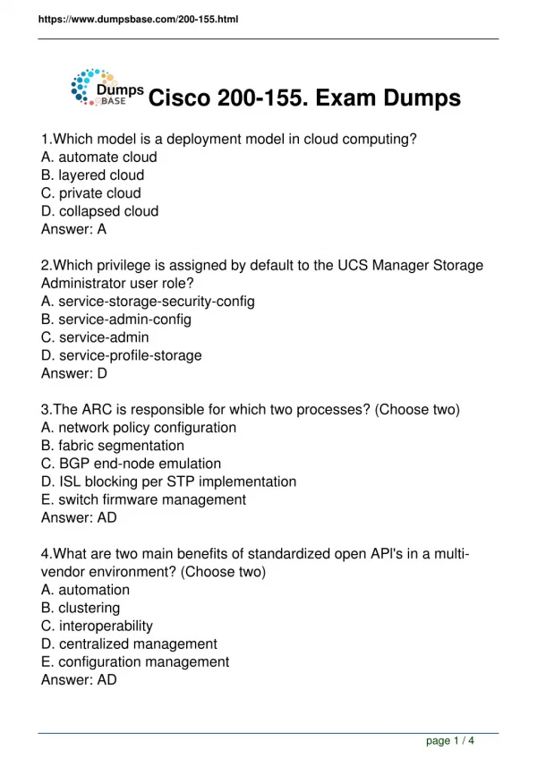 Cisco 200-155 Exam Dumps Questions-Dumpsbase