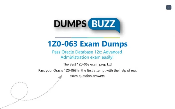 Latest and Valid 1Z0-063 Braindumps - Pass 1Z0-063 exam with New sample questions